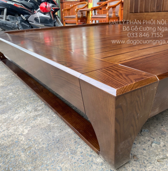 Giường Ngủ Gỗ Sồi Nga Kiểu Nhật Chân Quỳ Óc Chó Sang Trọng 