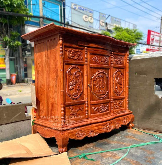 Tủ Thờ Gỗ Hương Đá Cao Cấp 1m53 Trạm Tam Đa TT 12.2