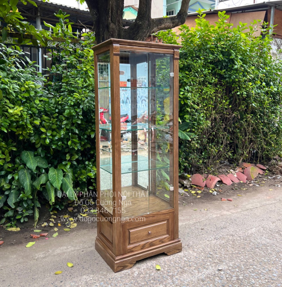 Tủ Rượu Gỗ Sồi Nga 65cm Lau Màu Óc Chó TG 14.3