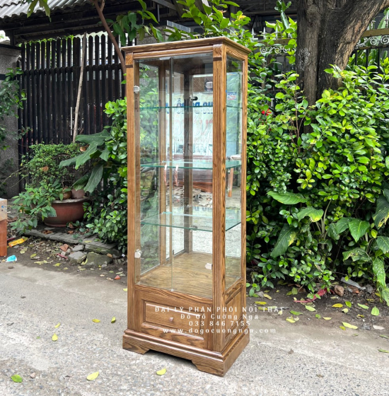 Tủ Rượu Gỗ Sồi Nga 65cm Lau Màu Óc Chó TG 14.3