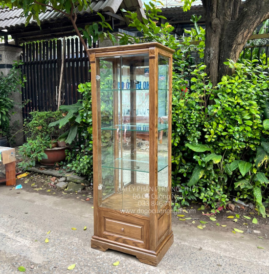 Tủ Rượu Gỗ Sồi Nga 65cm Lau Màu Óc Chó TG 14.3