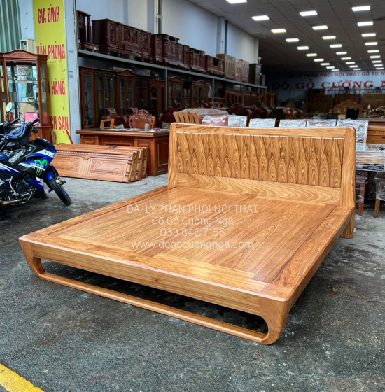 Giường gỗ hương xám kiểu nhật - vạt phản liền 