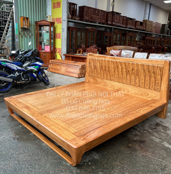 Giường gỗ hương xám kiểu nhật - vạt phản liền 