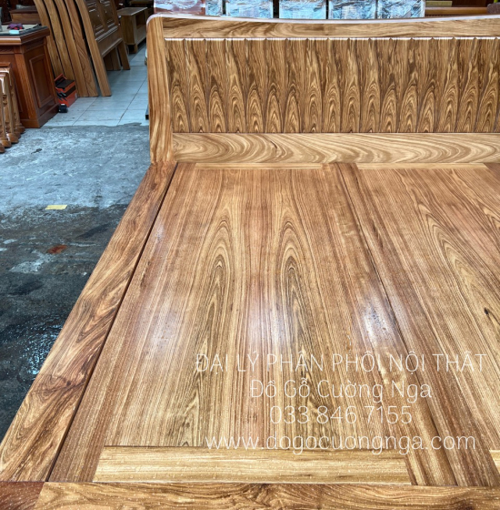 Giường gỗ hương xám kiểu nhật - vạt phản liền 