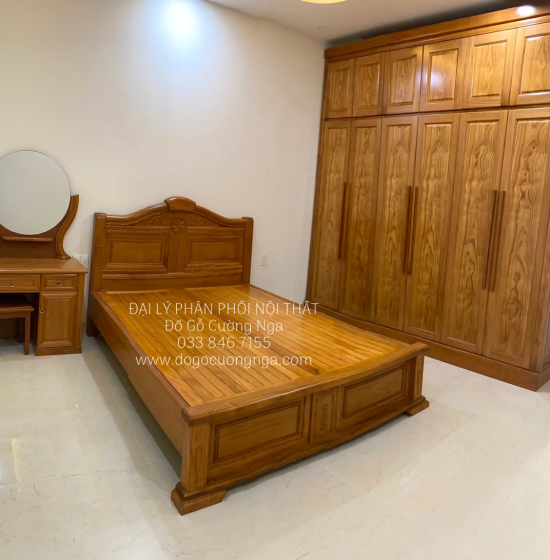 Giường gỗ gõ đỏ hiện đại vạt phản 