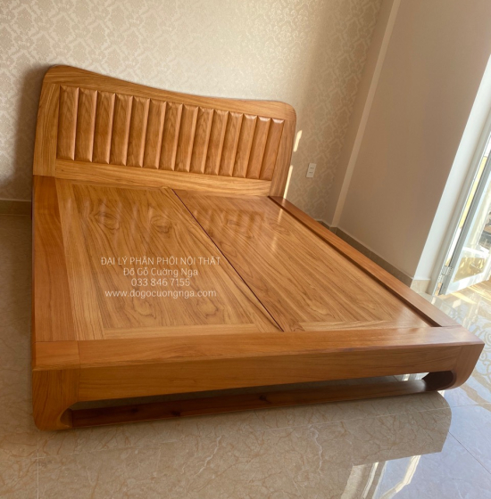 Giường Gỗ Gõ Đỏ Kiểu Nhật Chân Quỳ Cao Cấp - Vạt Phản Liền 