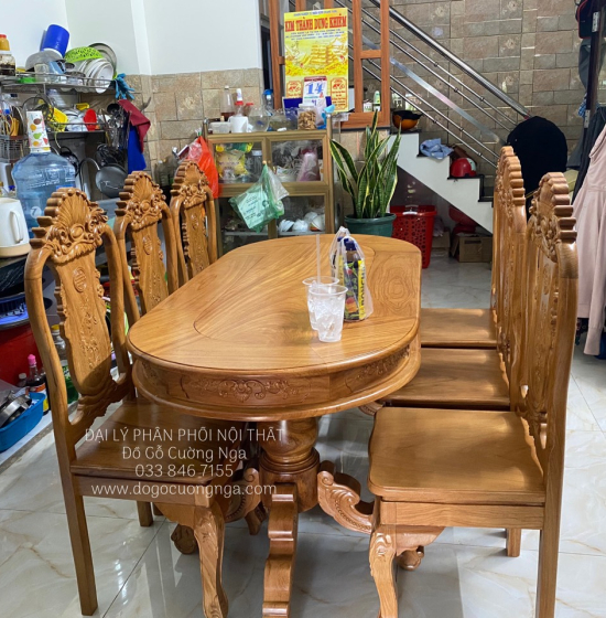 Bộ Bàn Ghế Ăn Gỗ Gõ Đỏ 6 Ghế Cao Cấp BG 1-101
