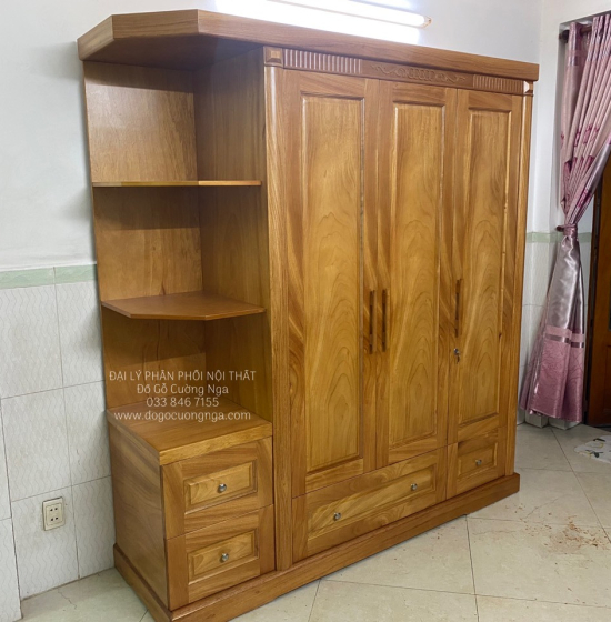 Tủ quần áo gỗ gõ đỏ 1m9 - vế phải 