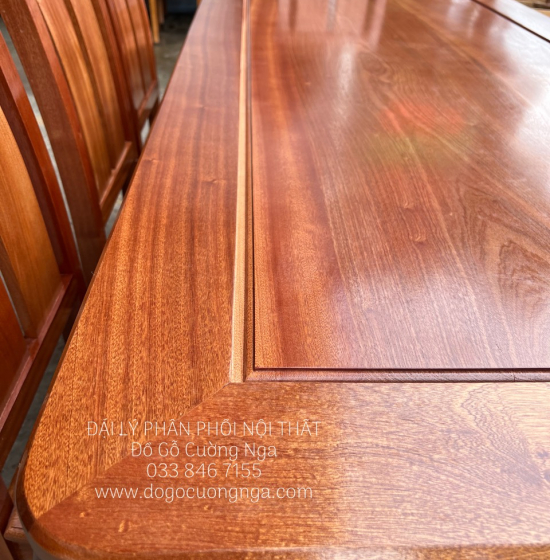 Bộ Bàn Ghế Ăn Gỗ Xoan Đào 8 Ghế Gia Đình Cao Cấp Sang Trọng 