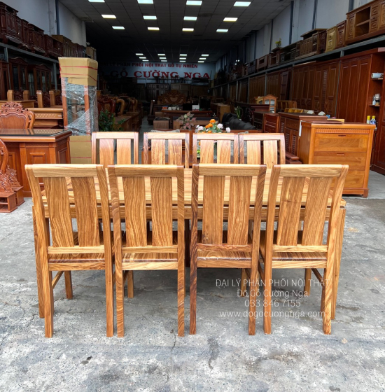 Bàn Ăn Gỗ Hương Xám 8 Ghế Đẹp Hiện Đại 