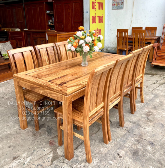 Bàn Ăn Gỗ Hương Xám 8 Ghế Đẹp Hiện Đại 