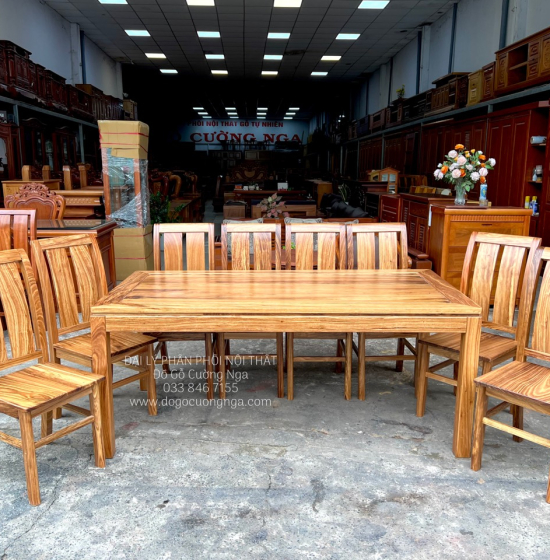 Bàn Ăn Gỗ Hương Xám 8 Ghế Đẹp Hiện Đại 