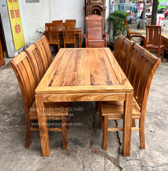 Bàn Ăn Gỗ Hương Xám 8 Ghế Đẹp Hiện Đại 