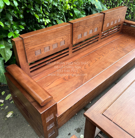 Bộ Bàn Ghế Sofa Gỗ Sồi Nga Đối Tay Trứng - Lau Màu Óc Chó