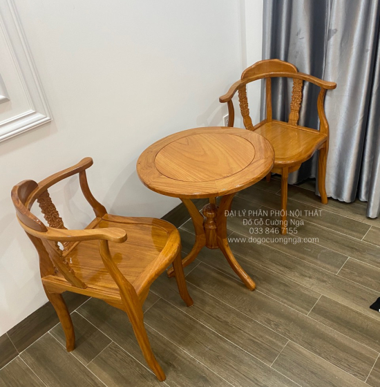 Bộ Bàn Trà 2 Ghế Gỗ Gõ Đỏ Cao Cấp 