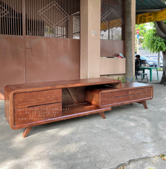 Kệ Tivi Rút Gỗ Sồi Nga Hiện Đại Lau Màu Óc Chó KG 038