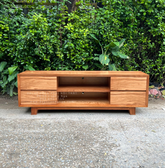 Kệ Tivi Gỗ Hương Xám Chân Vát - Hiện Đại KG 022