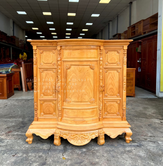 Tủ Thờ Gỗ Gõ Đỏ Bụng Phệ 1m54 Cao Cấp TT 12.1
