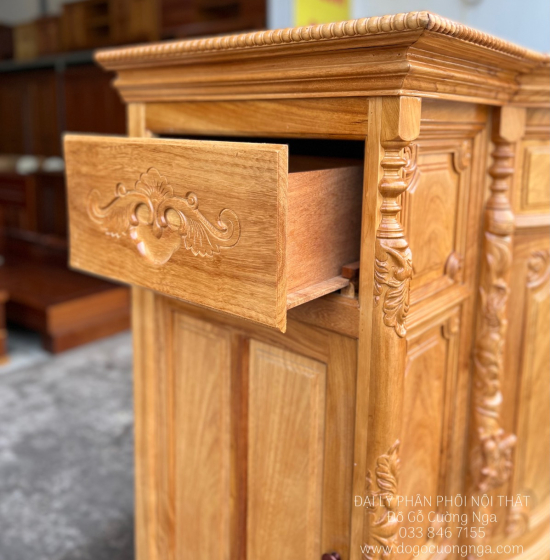 Tủ Thờ Gỗ Gõ Đỏ Cao Cấp 1m75 Bụng Phệ TT 12.3
