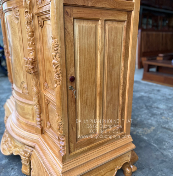 Tủ Thờ Gỗ Gõ Đỏ Cao Cấp 1m75 Bụng Phệ TT 12.3