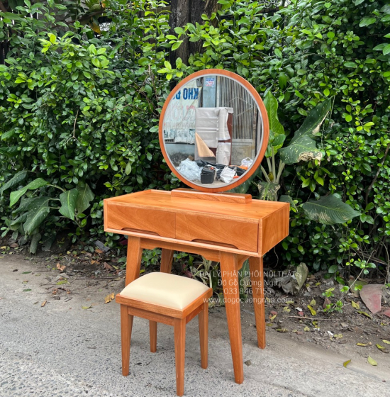 Bàn Trang Điểm Gỗ Gõ Đỏ 80cm Kiểu Hàn Quốc TĐ 18.6