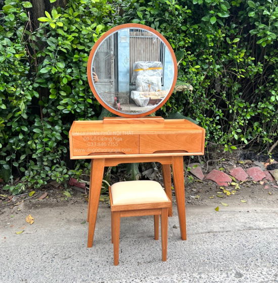 Bàn Trang Điểm Gỗ Gõ Đỏ 80cm Kiểu Hàn Quốc TĐ 18.6