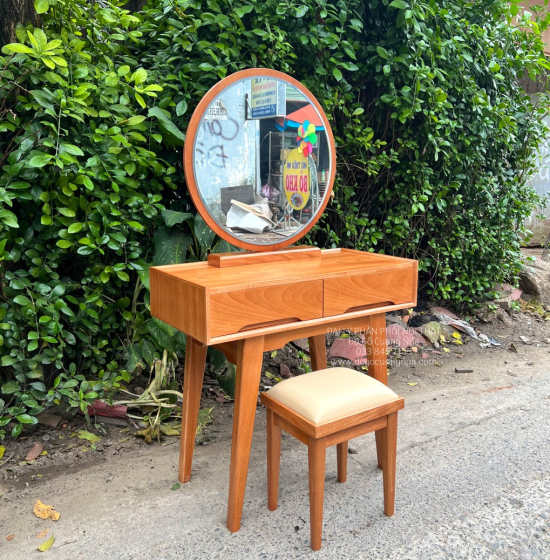 Bàn Trang Điểm Gỗ Gõ Đỏ 80cm Kiểu Hàn Quốc TĐ 18.6