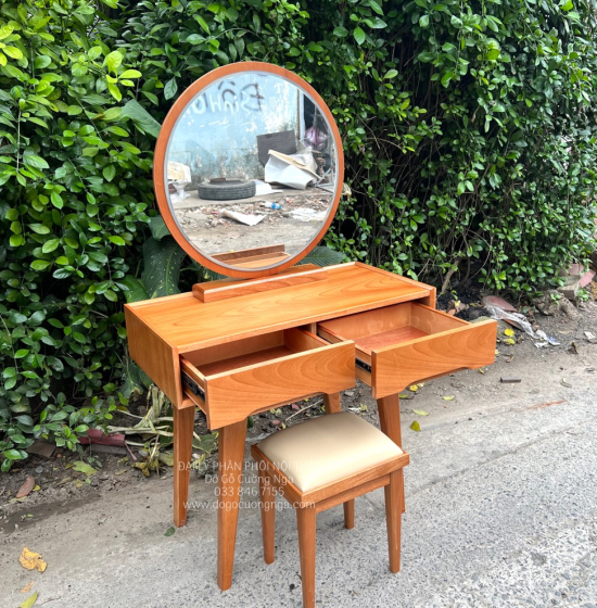Bàn Trang Điểm Gỗ Gõ Đỏ 80cm Kiểu Hàn Quốc TĐ 18.6