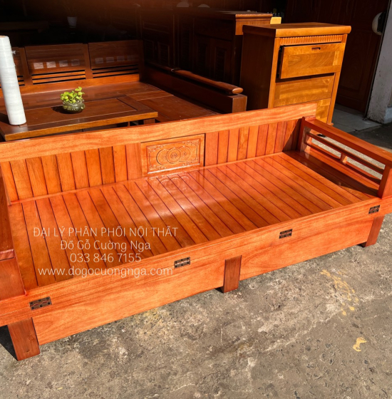 Giường Gấp Gỗ Sồi 2 Ngăn Kéo 1m6x2m - Màu Xoan Giá Rẻ 