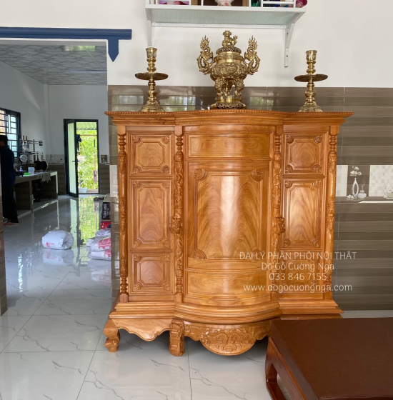 Tủ Thờ Gỗ Gõ Đỏ Bụng Phệ 1m54 Cao Cấp TT 12.1