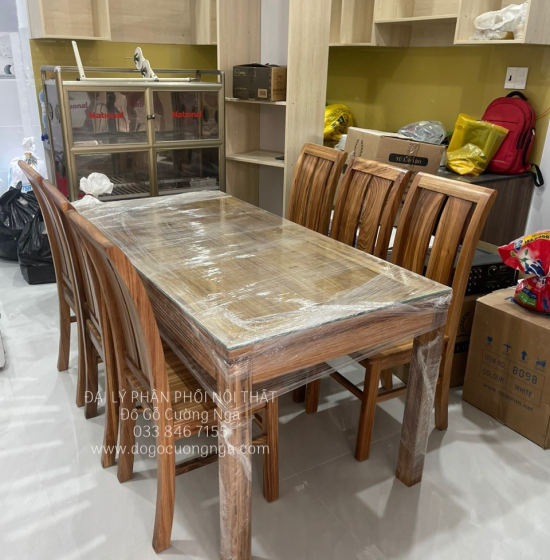 Bộ bàn ăn gỗ Hương Xám 1m6 - 6 ghế hiện đại BG 020