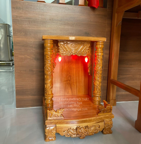 Bàn thờ ông địa gỗ gõ đỏ 48x68 đẹp giá rẻ BT 019