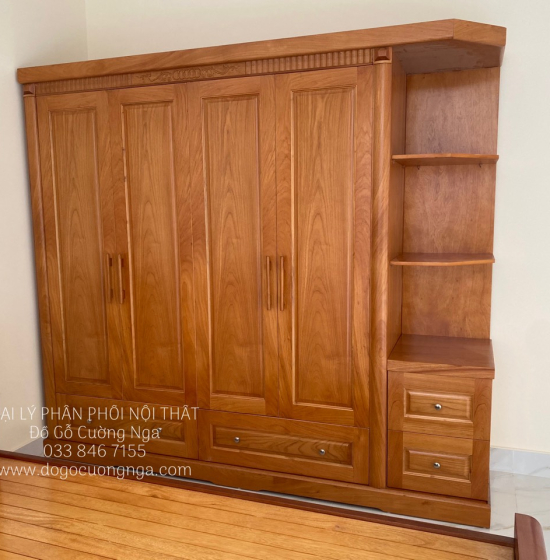 Tủ quần áo gỗ gõ đỏ hiện đại 2m3 - vế phải 