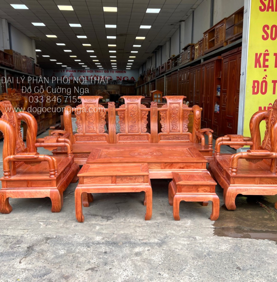 Salon Gỗ Hương Đá  Tần Thủy Hoàng Tay 12 Cao cấp 