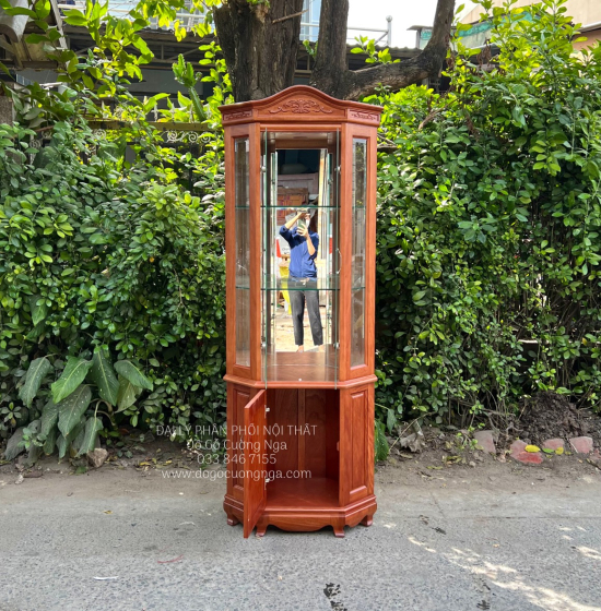 Tủ rượu,tủ ly trang trí gỗ xoan đào góc 50 - TG 018