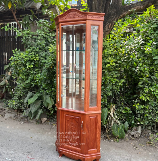 Tủ rượu,tủ ly trang trí gỗ xoan đào góc 50 - TG 018