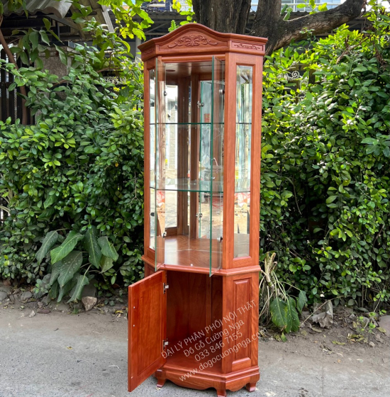 Tủ rượu,tủ ly trang trí gỗ xoan đào góc 50 - TG 018