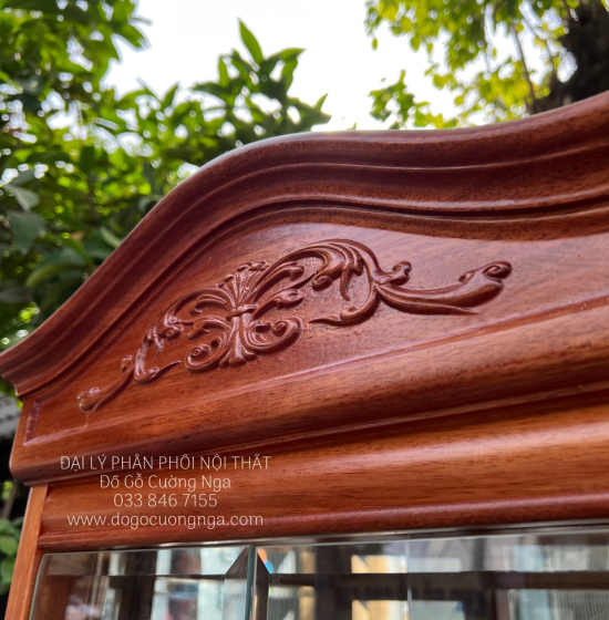 Tủ rượu,tủ ly trang trí gỗ xoan đào góc 50 - TG 018