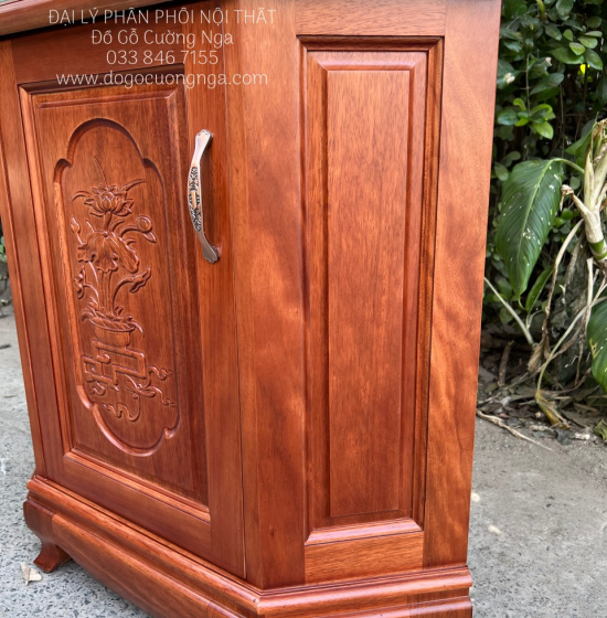 Tủ rượu,tủ ly trang trí gỗ xoan đào góc 50 - TG 018