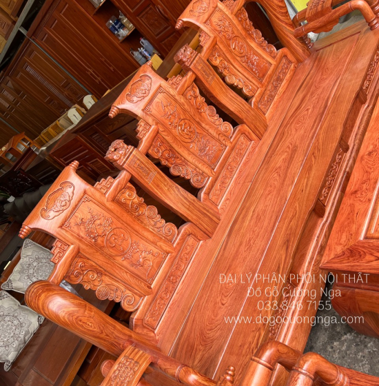 Salon Gỗ Hương Đá  Tần Thủy Hoàng Tay 12 Cao cấp 