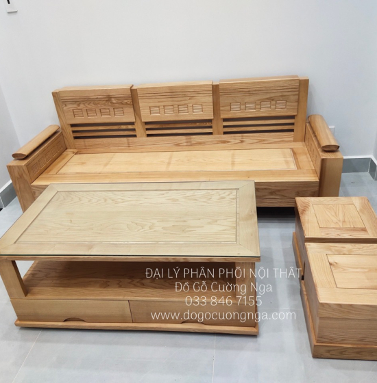 Sofa Văng Gỗ Sồi Nga 2m Kèm Nệm Giá Rẻ Sang Trọng