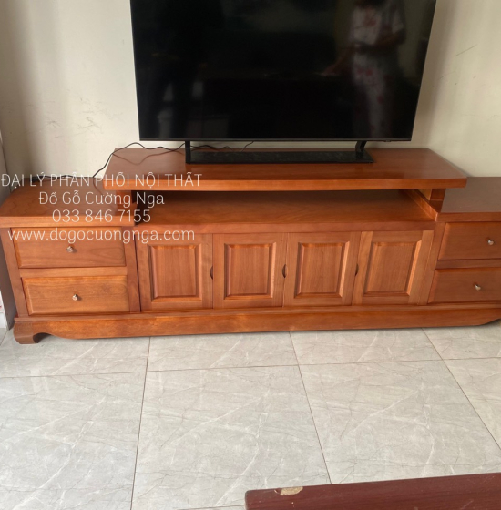Kệ Tivi Gỗ Xoan Đào Cao Cấp Mẫu Mâm KG 031