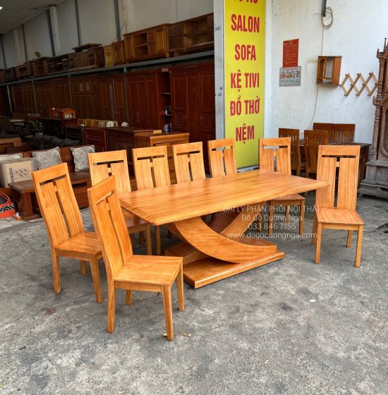 Bàn Ăn Gỗ Gõ Đỏ 8 Ghế Cao Cấp BG 11-18