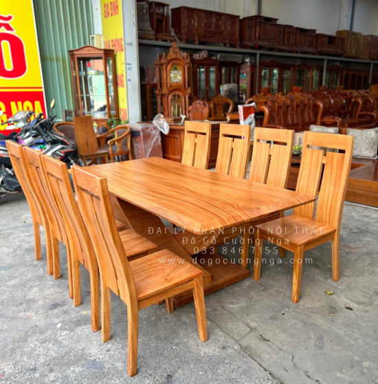 Bàn Ăn Gỗ Gõ Đỏ 8 Ghế Cao Cấp BG 11-18