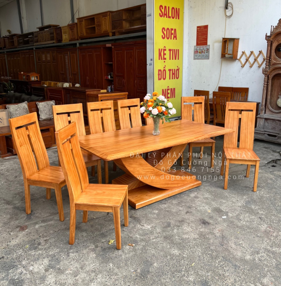 Bàn Ăn Gỗ Gõ Đỏ 8 Ghế Cao Cấp BG 11-18