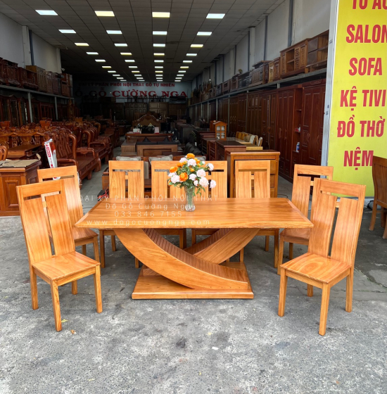 Bàn Ăn Gỗ Gõ Đỏ 8 Ghế Cao Cấp BG 11-18