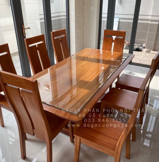 Bàn Ăn Gỗ Gõ Đỏ 8 Ghế Cao Cấp BG 11-18