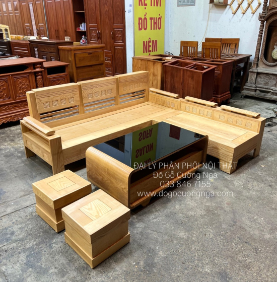 Ghế Sofa Gỗ Sồi Nga Góc L 2mx1m8 Giá Rẻ 