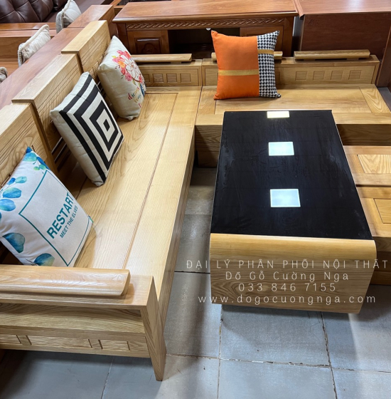 Ghế Sofa Gỗ Sồi Nga Góc L 2mx1m8 Giá Rẻ 