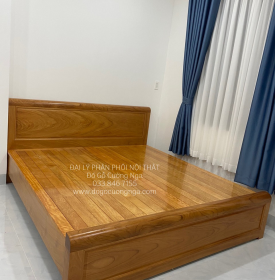 Giường Ngủ Gỗ Gõ Đỏ Mẫu Bắt Chỉ Hiện Đại - Phản Thưa 
